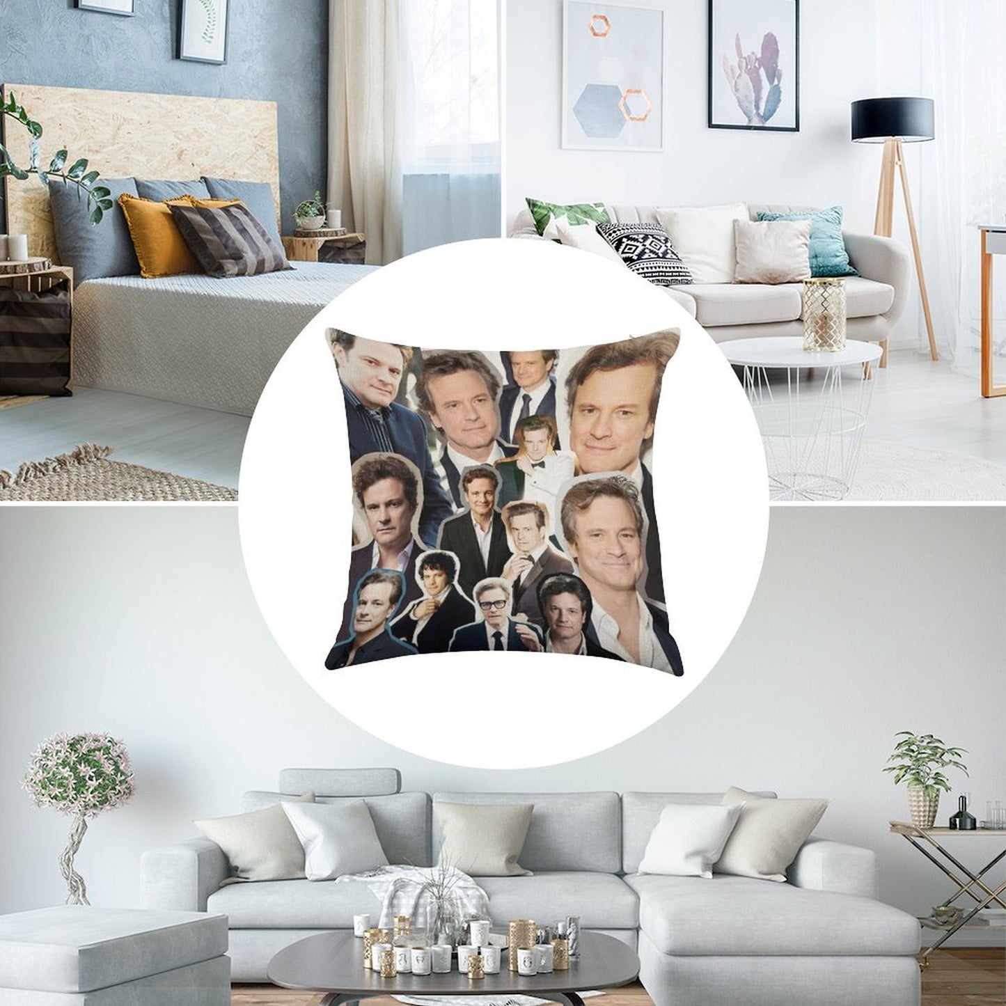 Colin Firth Linen Throw Pillow Cover