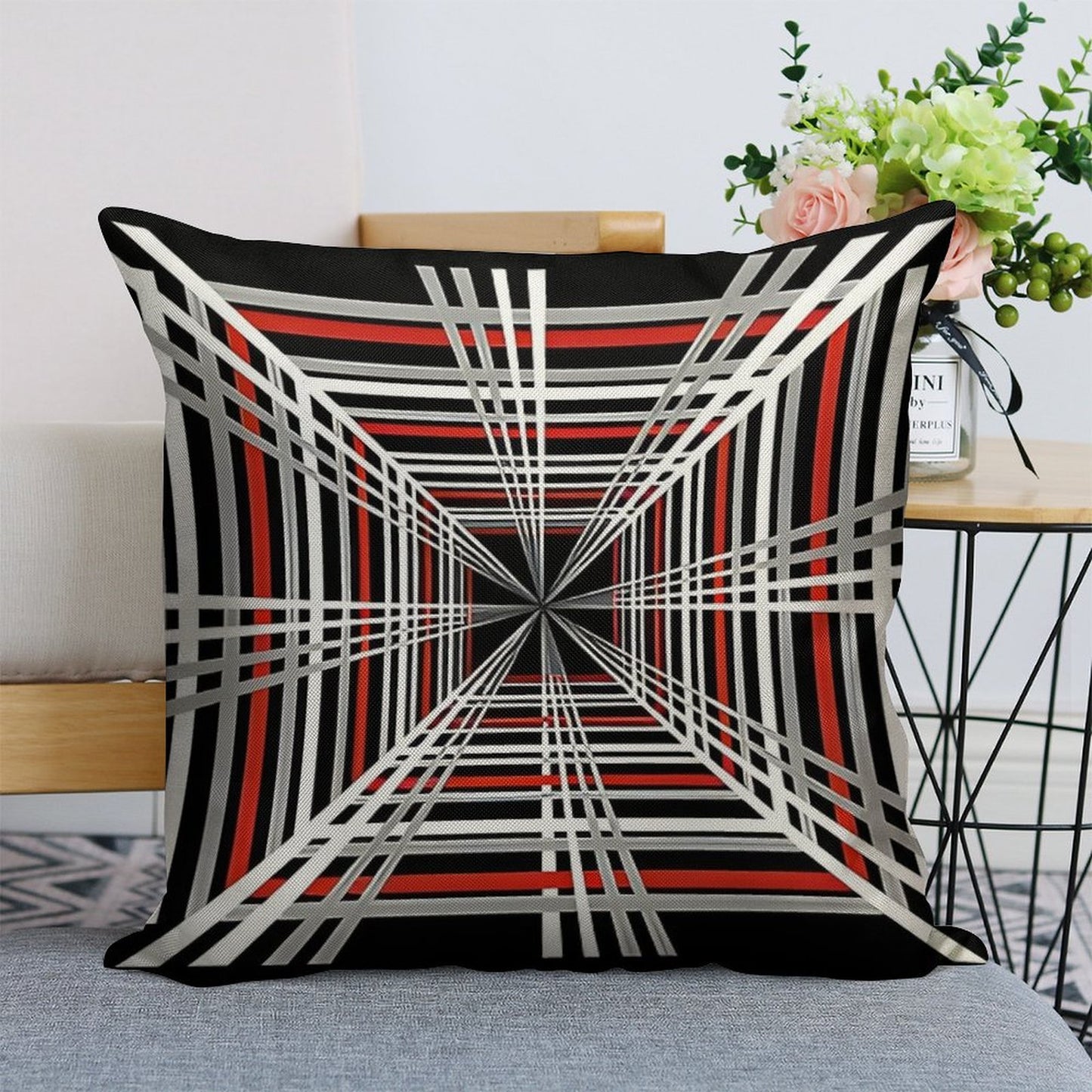 Tesla Plaid Badge Design 8K UHD Linen Throw Pillow Cover