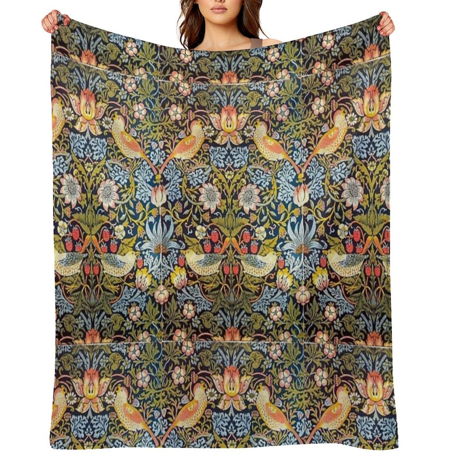 William Morris Strawberry Thief Design 1883 Throw Blanket