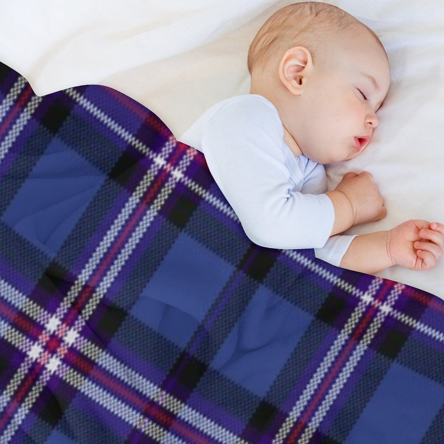 Tartan of Rangers Scotland Blue Background with Red White And Blue Lines And Black Throw Blanket