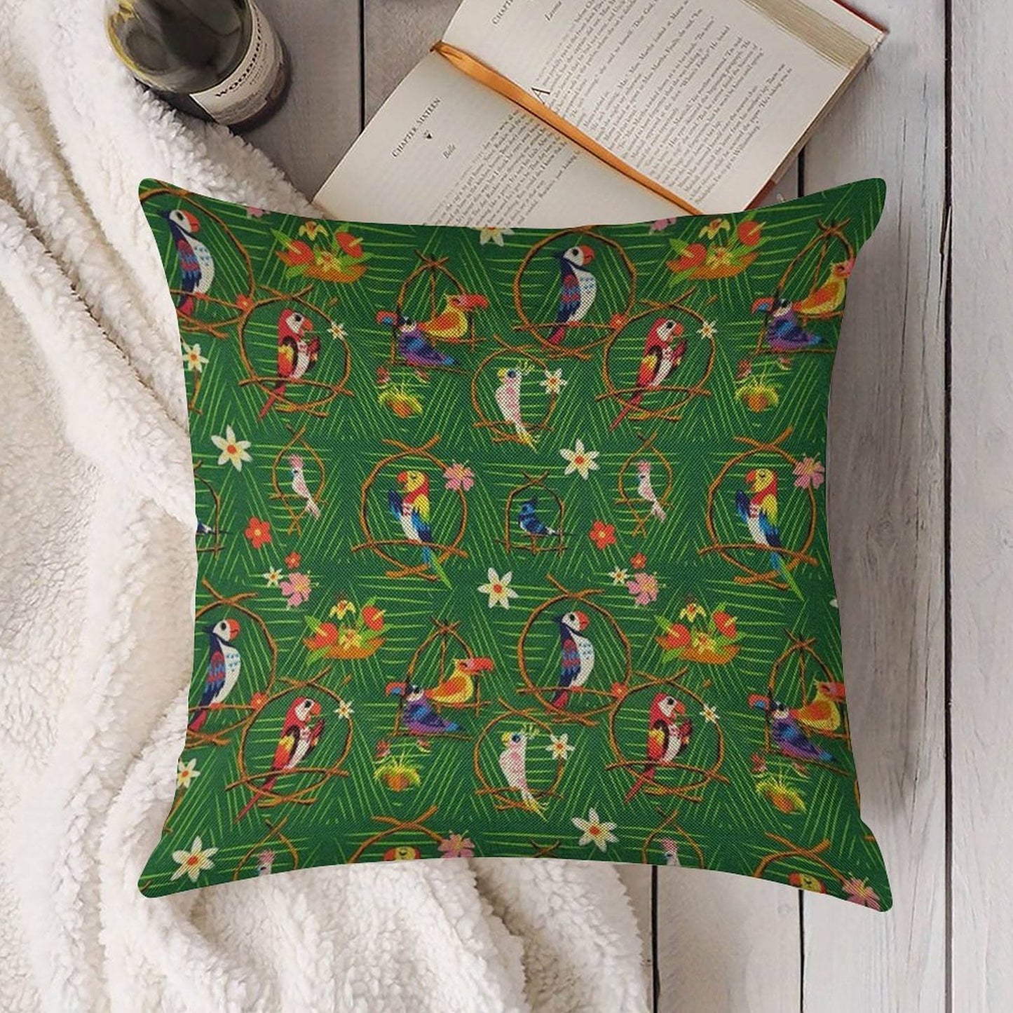 Enchanted Tiki Room Linen Throw Pillow Cover