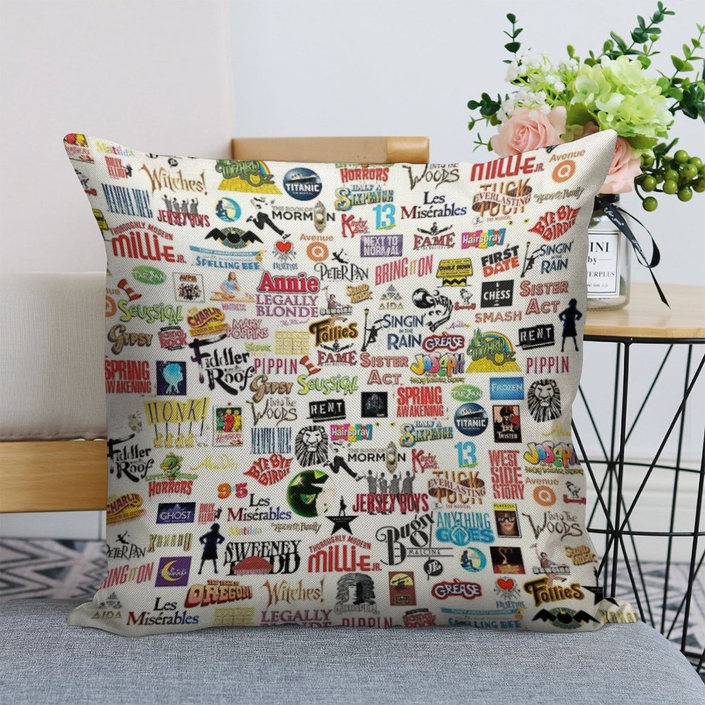Musical Logos Linen Throw Pillow Cover