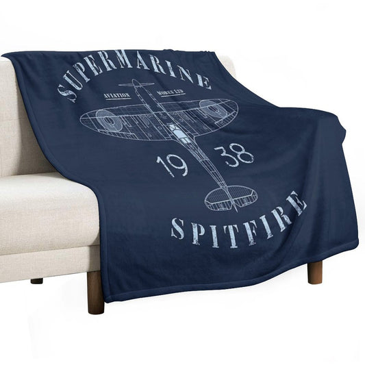 Spitfire Blueprint Throw Blanket