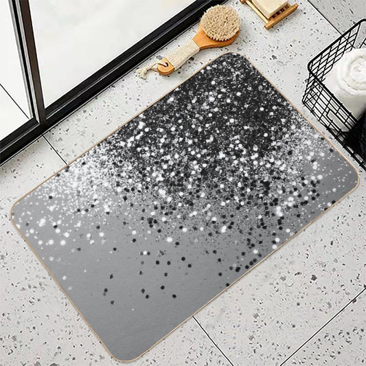 Silver Gray Lady Glam #1 (Photo of Glitter Only - Not Reflective) Bath Mat