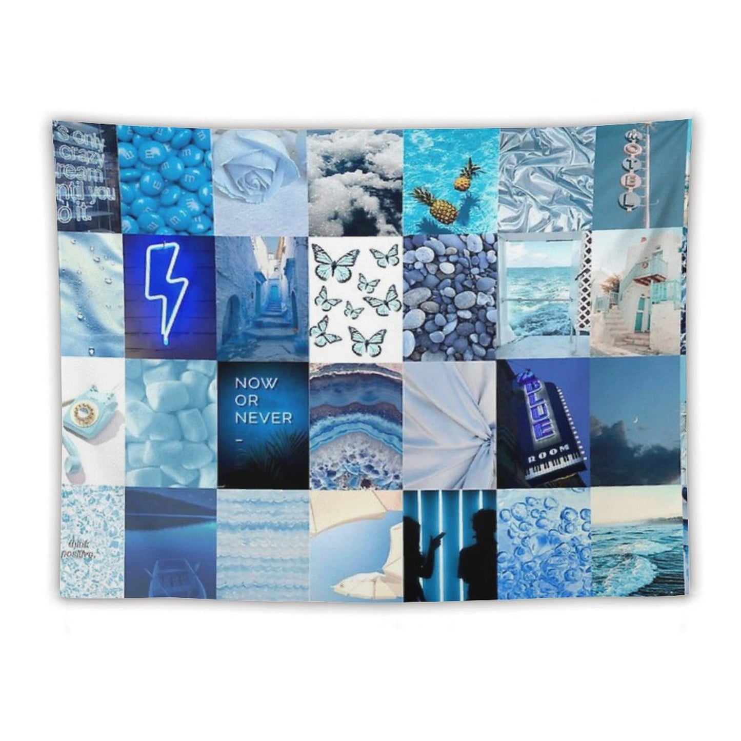 Blue Aesthetic Tumblr Collage Tapestry