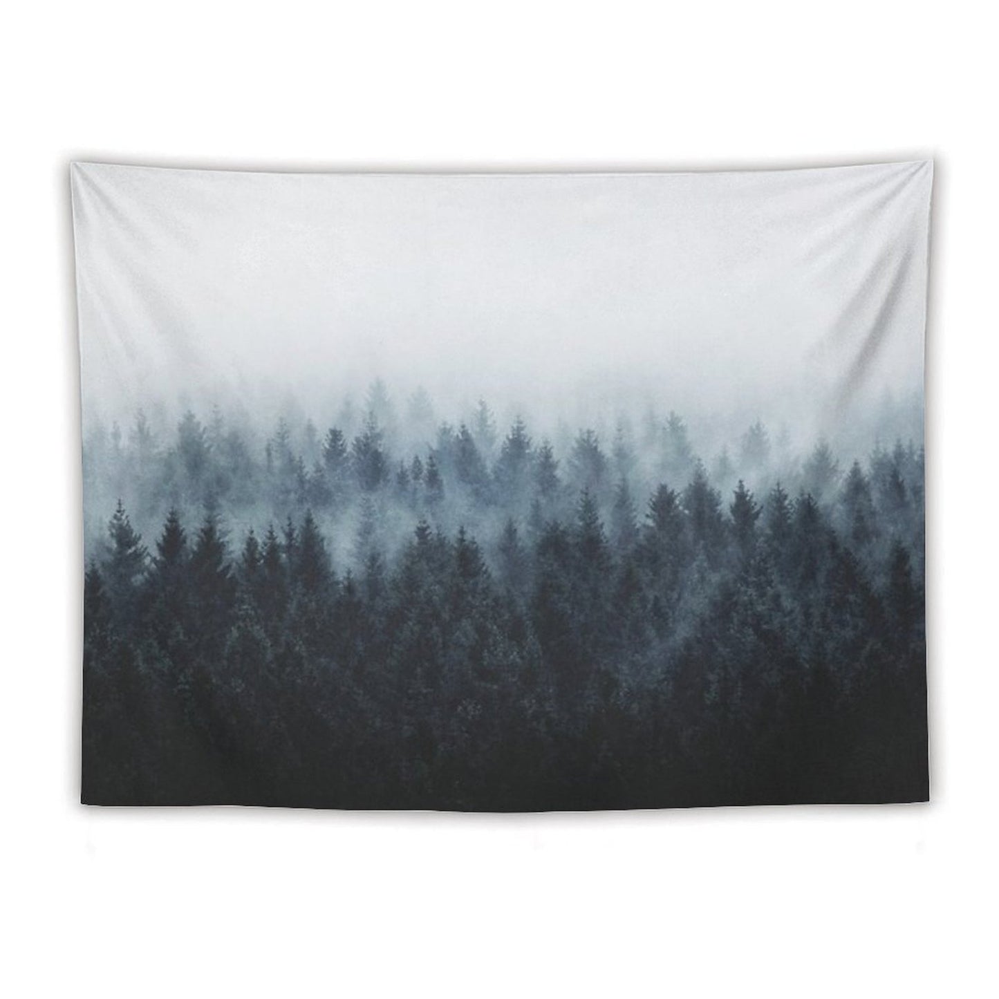 High And Low Dark Romantasy Moody Wilderness Dream Forest With Cascadia Trees Covered In Fog Tapestry