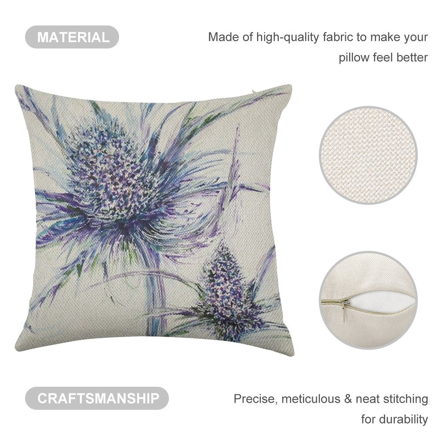 Wild Thistle Linen Throw Pillow Cover