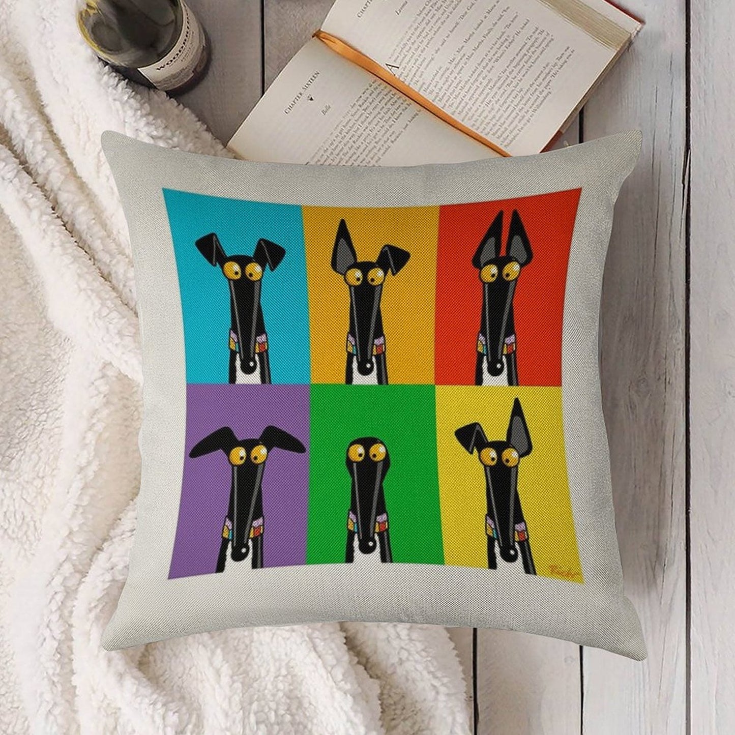 Greyhound Semaphore Linen Throw Pillow Cover