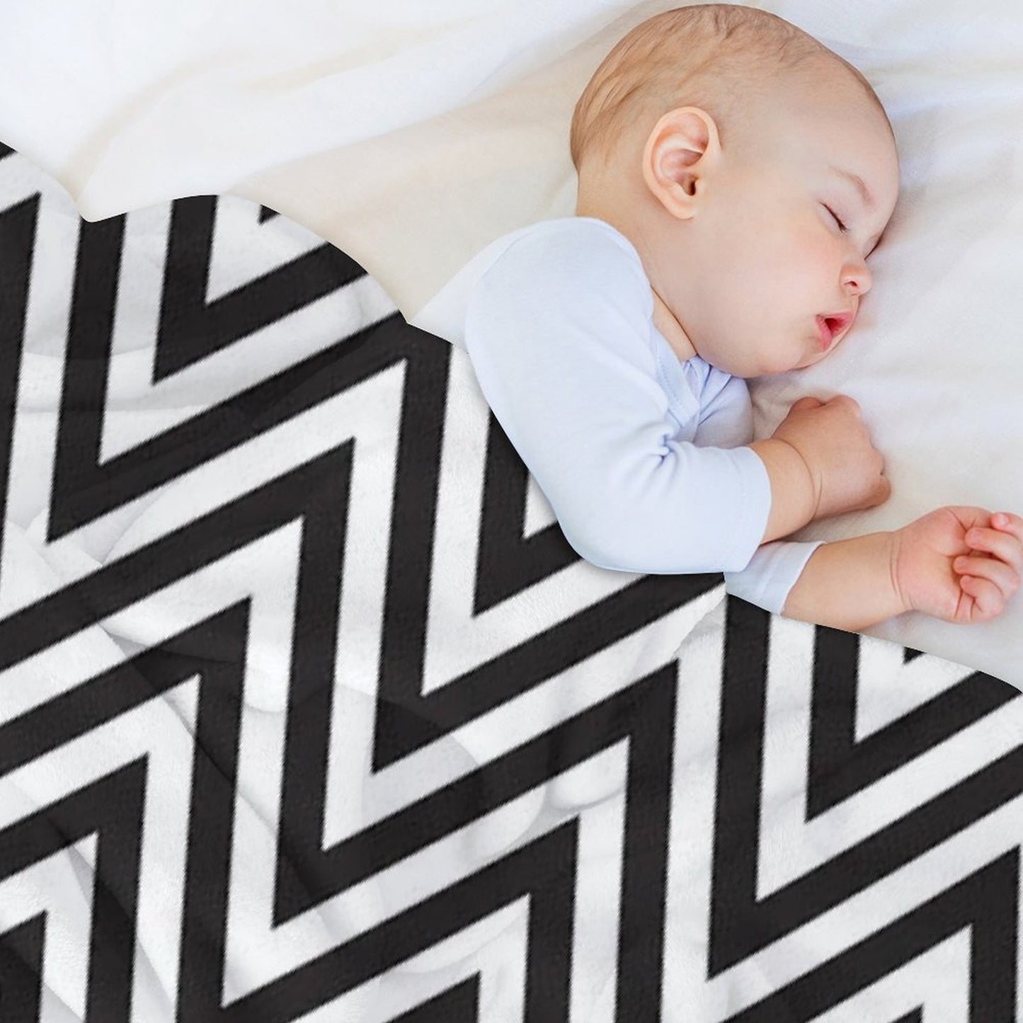 MODERN CHEVRON PATTERN Bold Monochrome Black + White Throw Blanket