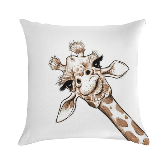 Sketch Giraffe Art Soft Washable Throw Pillow