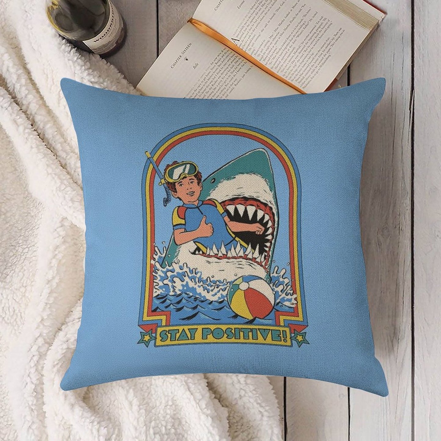 Stay Positive Linen Throw Pillow Cover