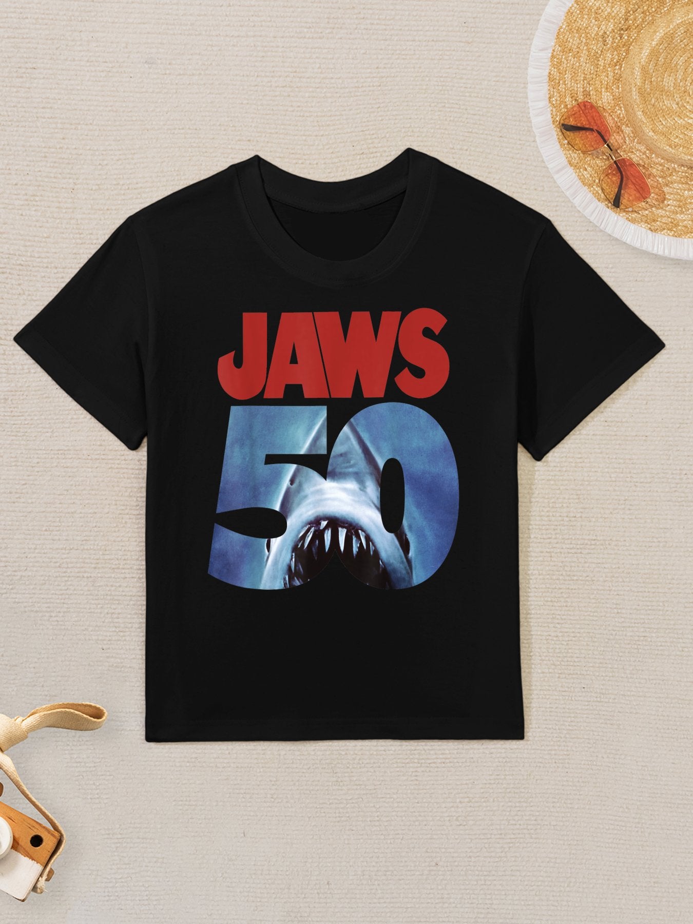 Jaws 50th Anniversary Logo Front & Back Kids T-Shirt