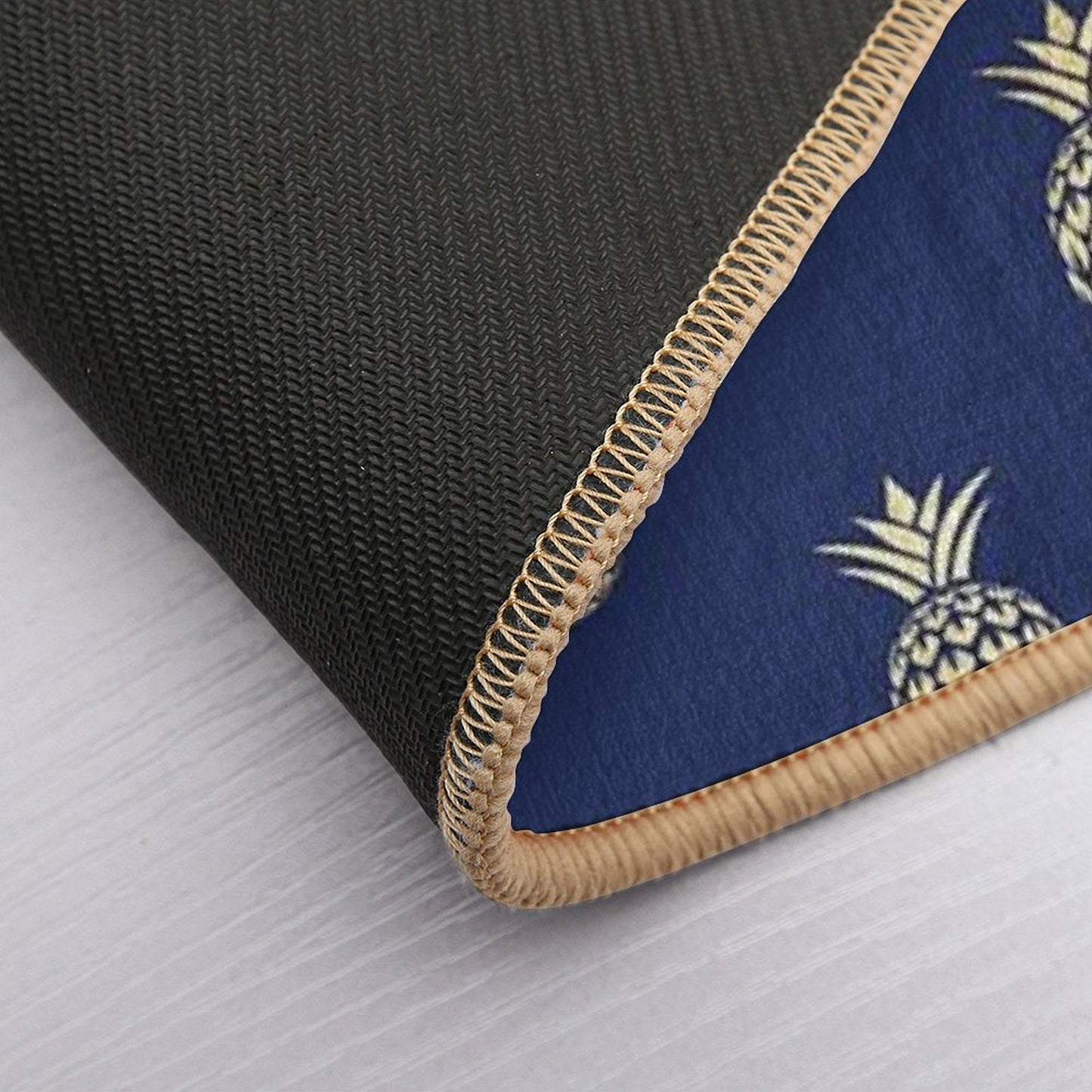 Navy And Gold Pineapples Bath Mat
