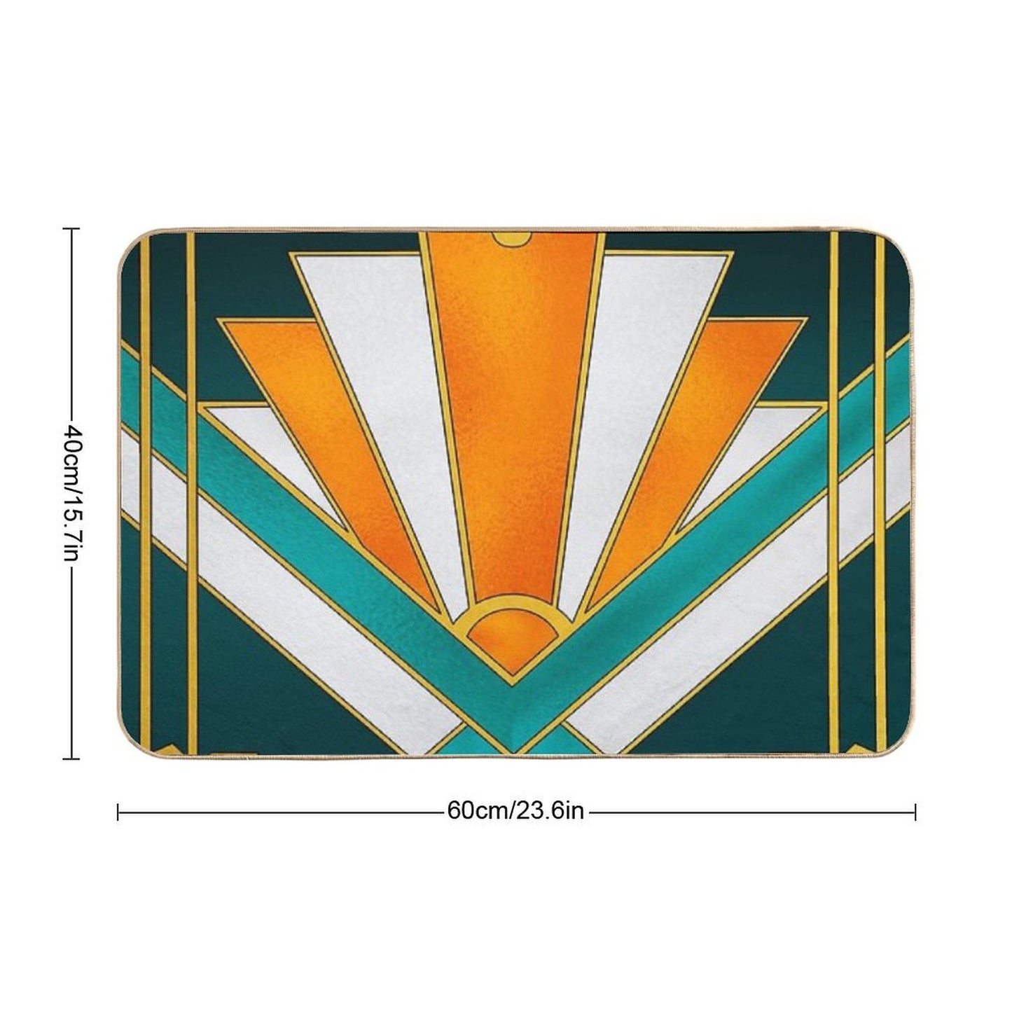 Orange And Green Art Deco Bath Mat