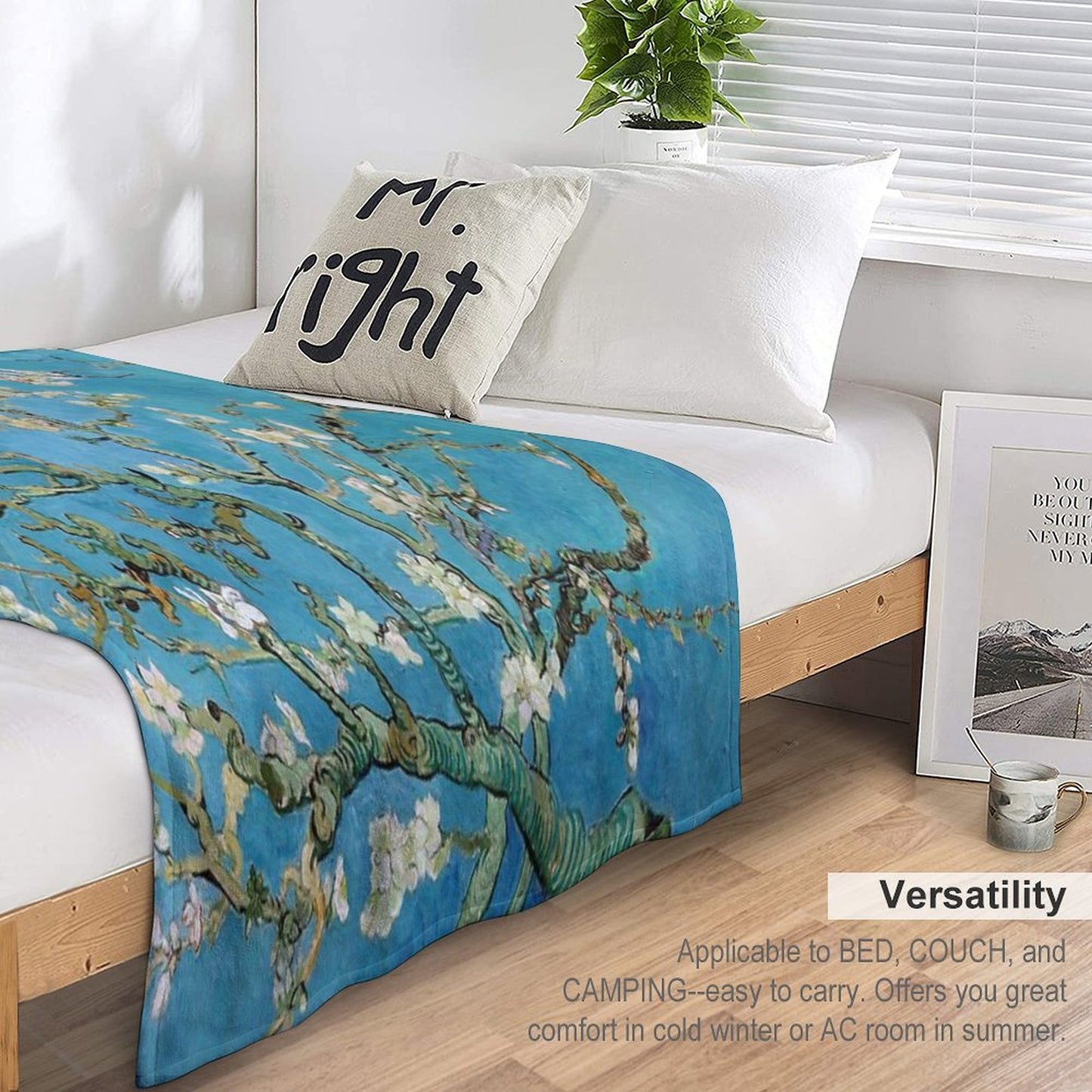 1890-Vincent Van Gogh-Almond Blossom-73.5x92 Throw Blanket