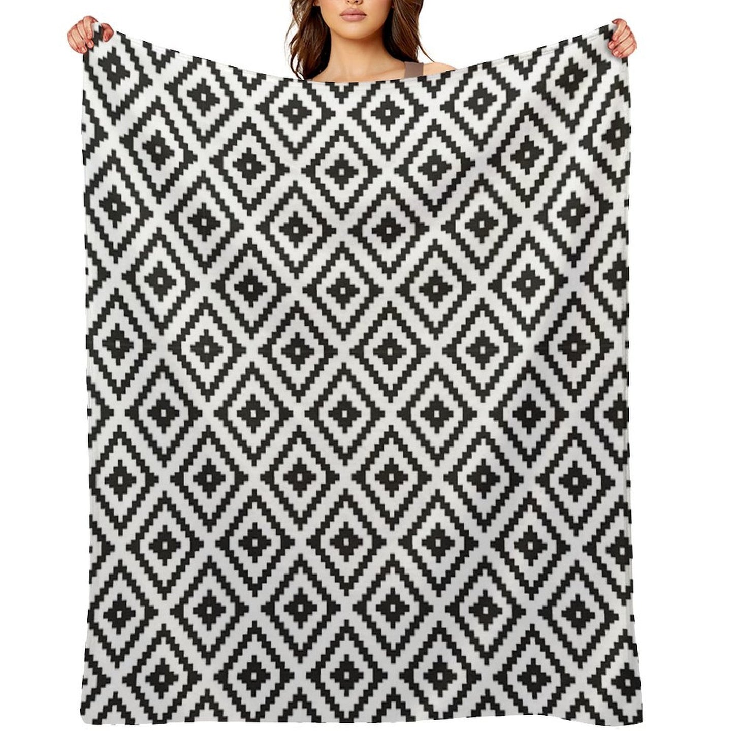 Aztec - Black on White Throw Blanket