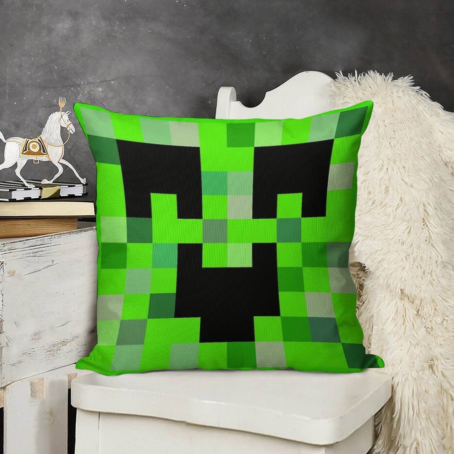 Kawaii Creeper Linen Throw Pillow Cover