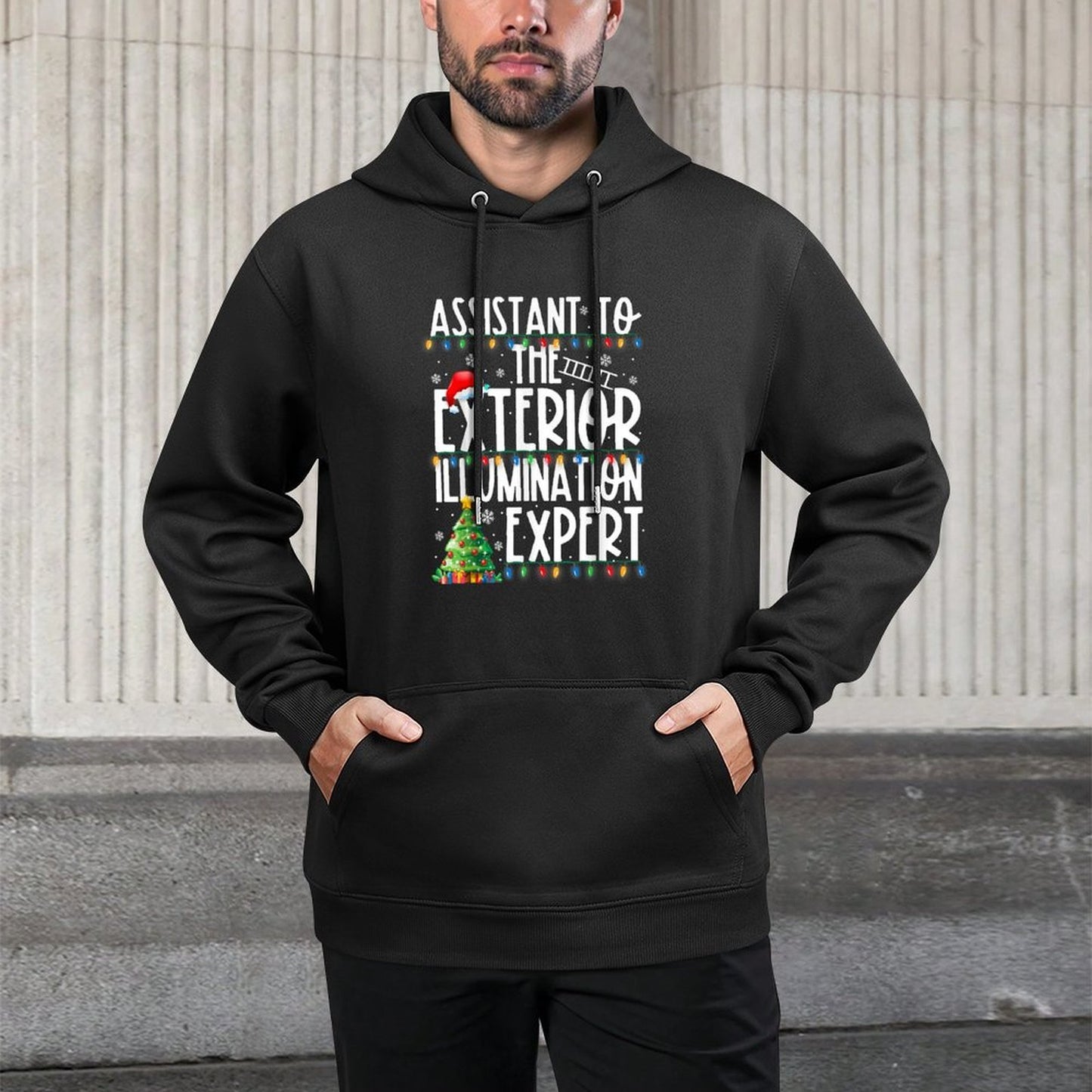 Assistant To Exterior Illumination Expert Christmas Lights Machine Washable Hoodie
