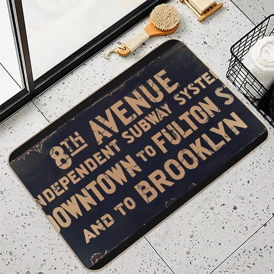Vintage Brooklyn Subway Sign Bath Mat