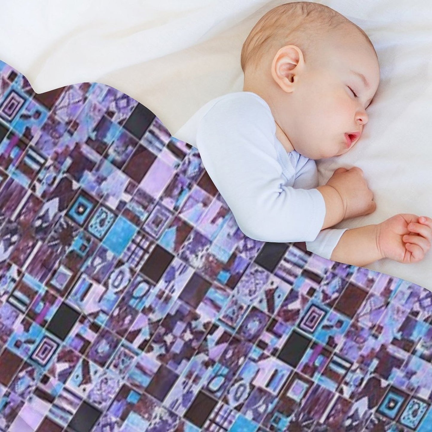 Hand-Painted Tiny Tiles Photo Pattern Throw Blanket