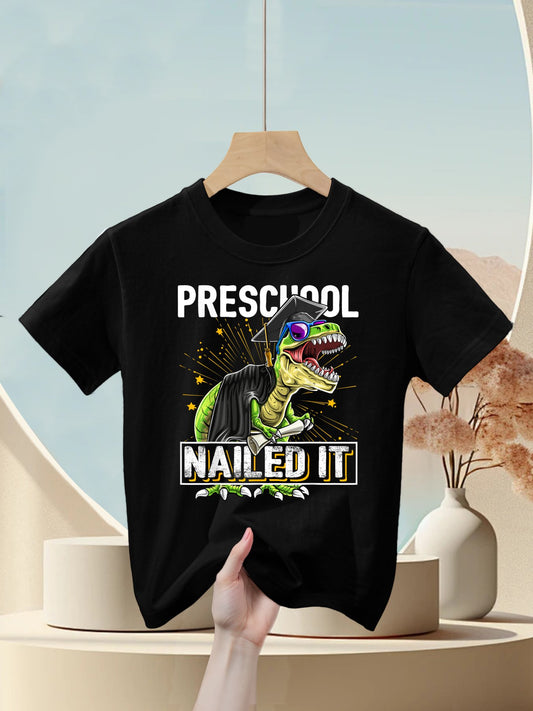 Preschool Nailed It T Rex Dinosaur Graduation Cap Gown Gift Kids T-Shirt