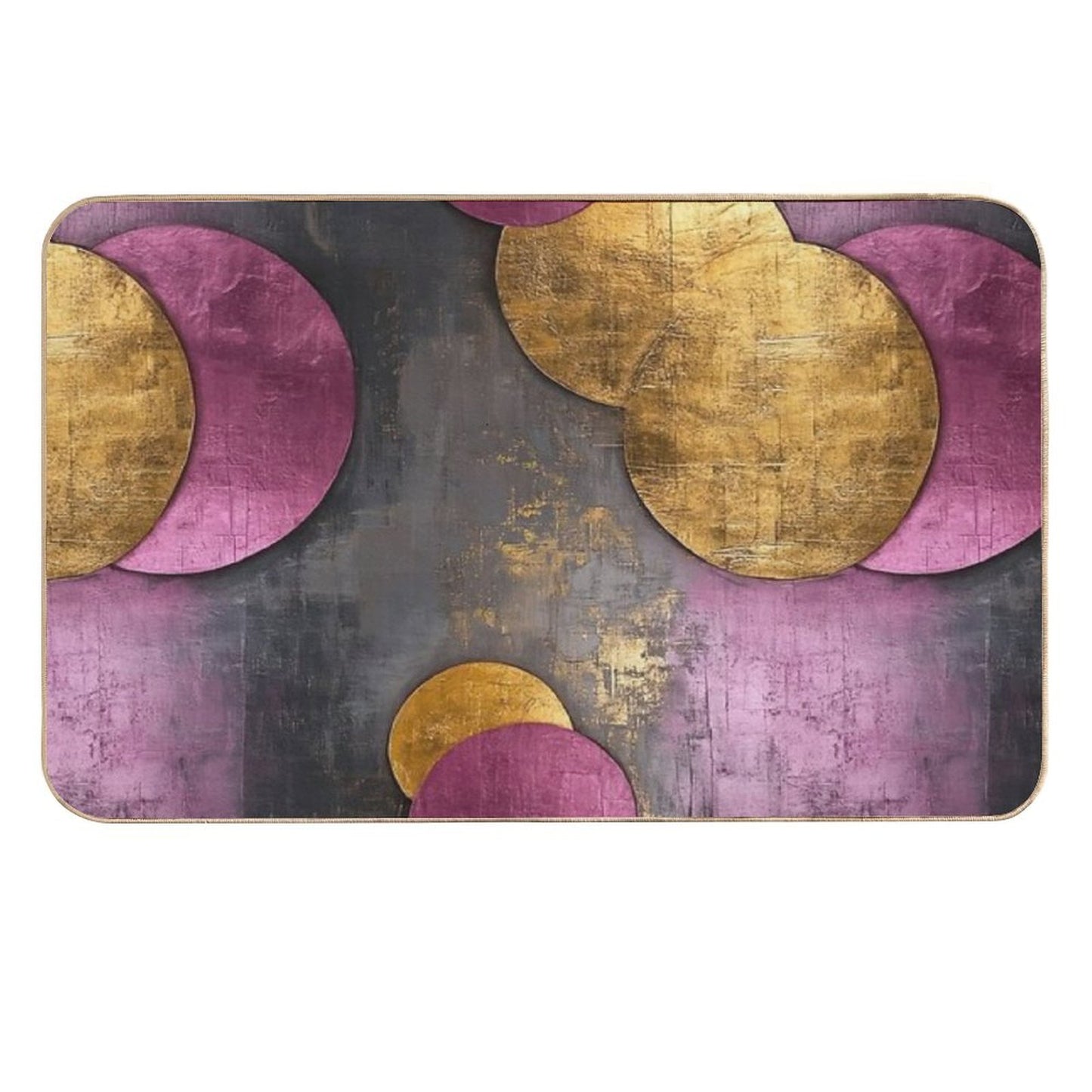 Vintage Geometric Circles – Abstract Gold & Teal Ar Repositionable Bath Mat