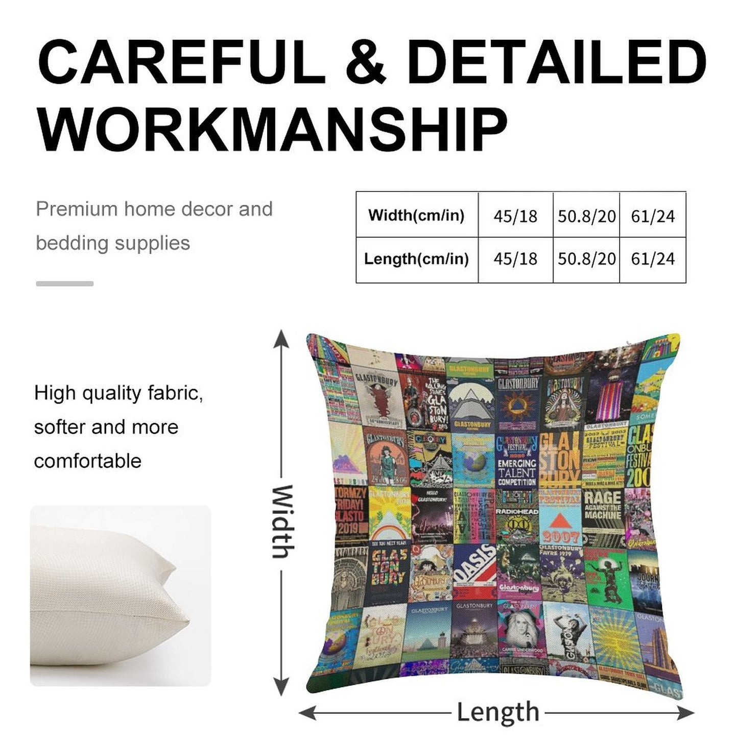 Glastonbury Festival Linen Throw Pillow Cover