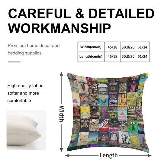 Glastonbury Festival Linen Throw Pillow Cover