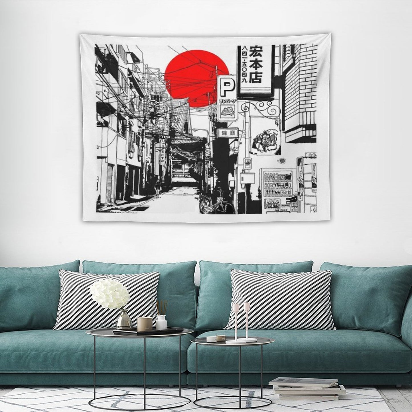 Tokyo Street Sunrise Tapestry