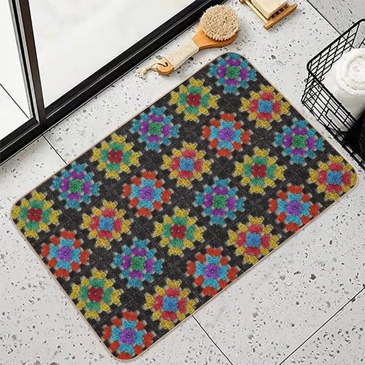 Granny Square Retro Crochet Afghan Blanket Bath Mat