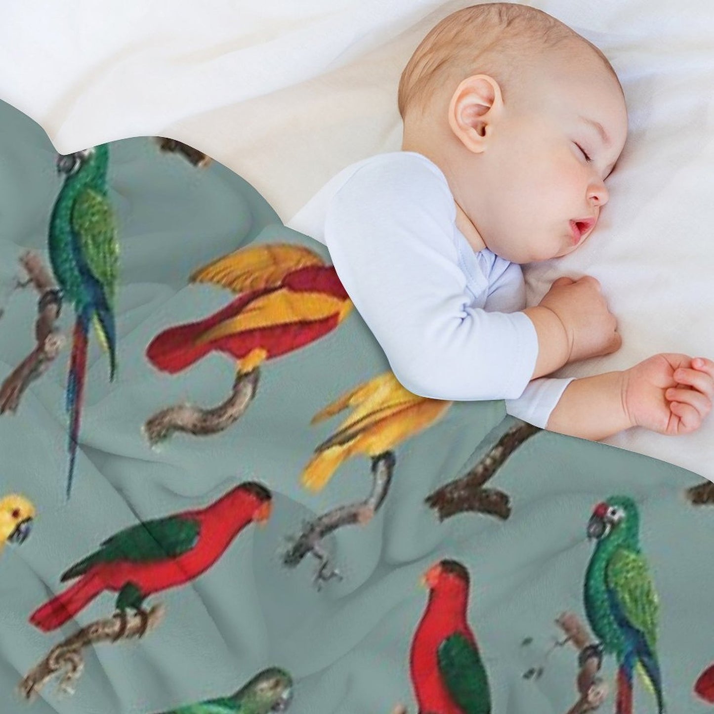 Vintage Parrot Pattern Throw Blanket