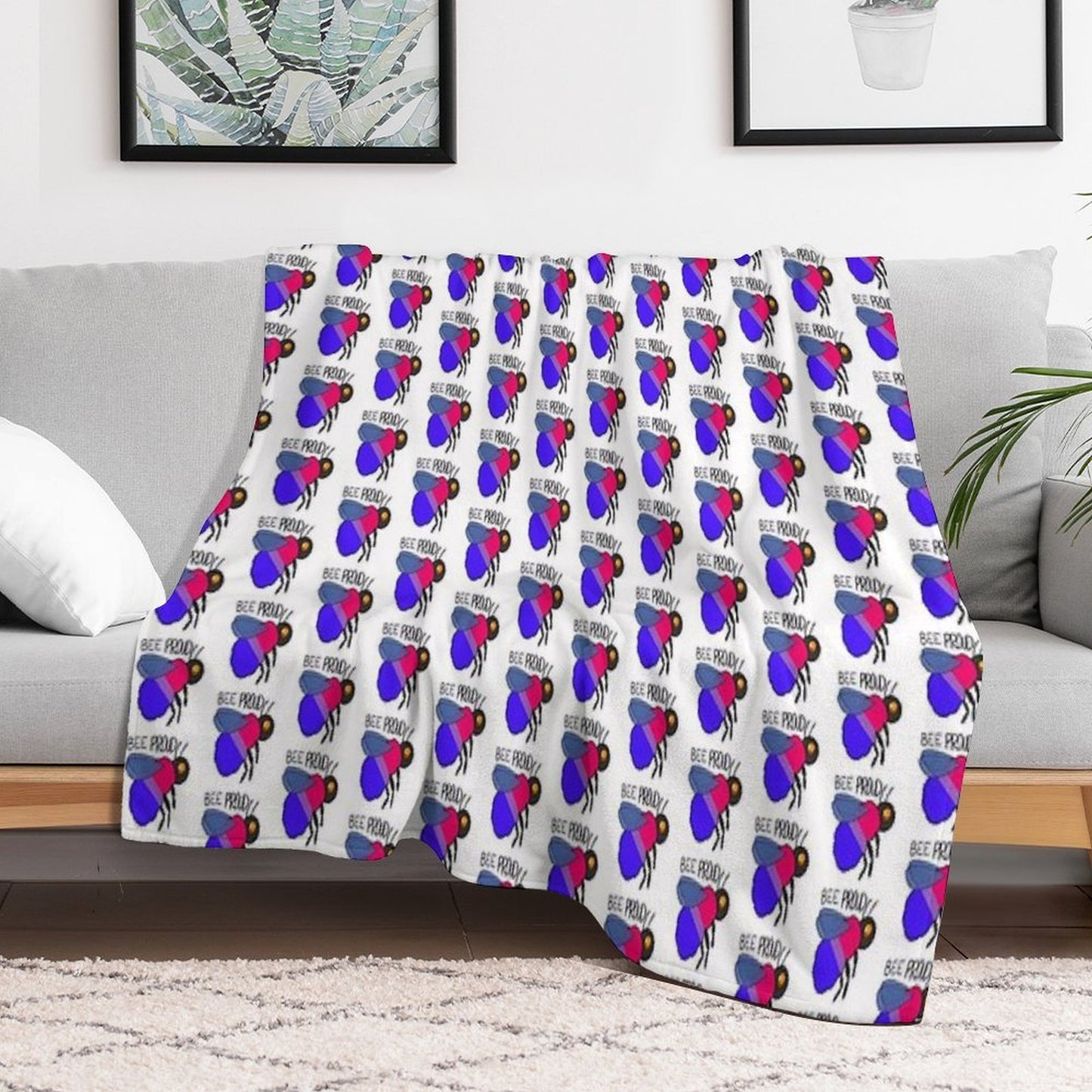 Bee Proud (Bisexual Flag) Throw Blanket