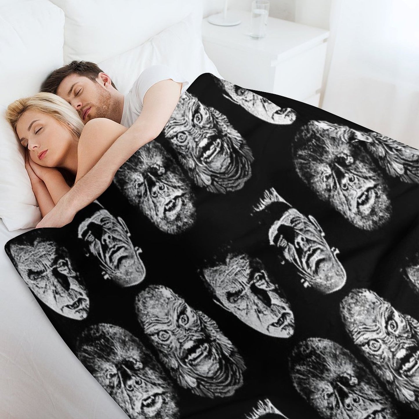 Universal Studios, Monsters, Monster Mash, Dracula, Wolfman, Frankenstein, Creature Throw Blanket