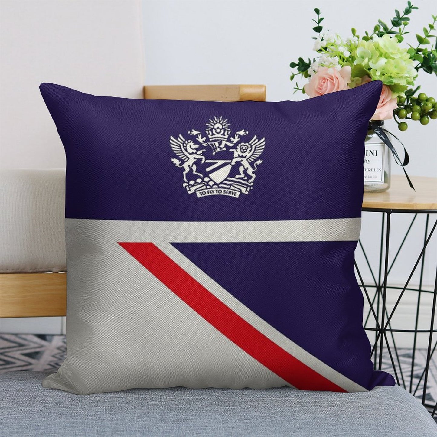 British Airways Landor Design Linen Throw Pillow Cover