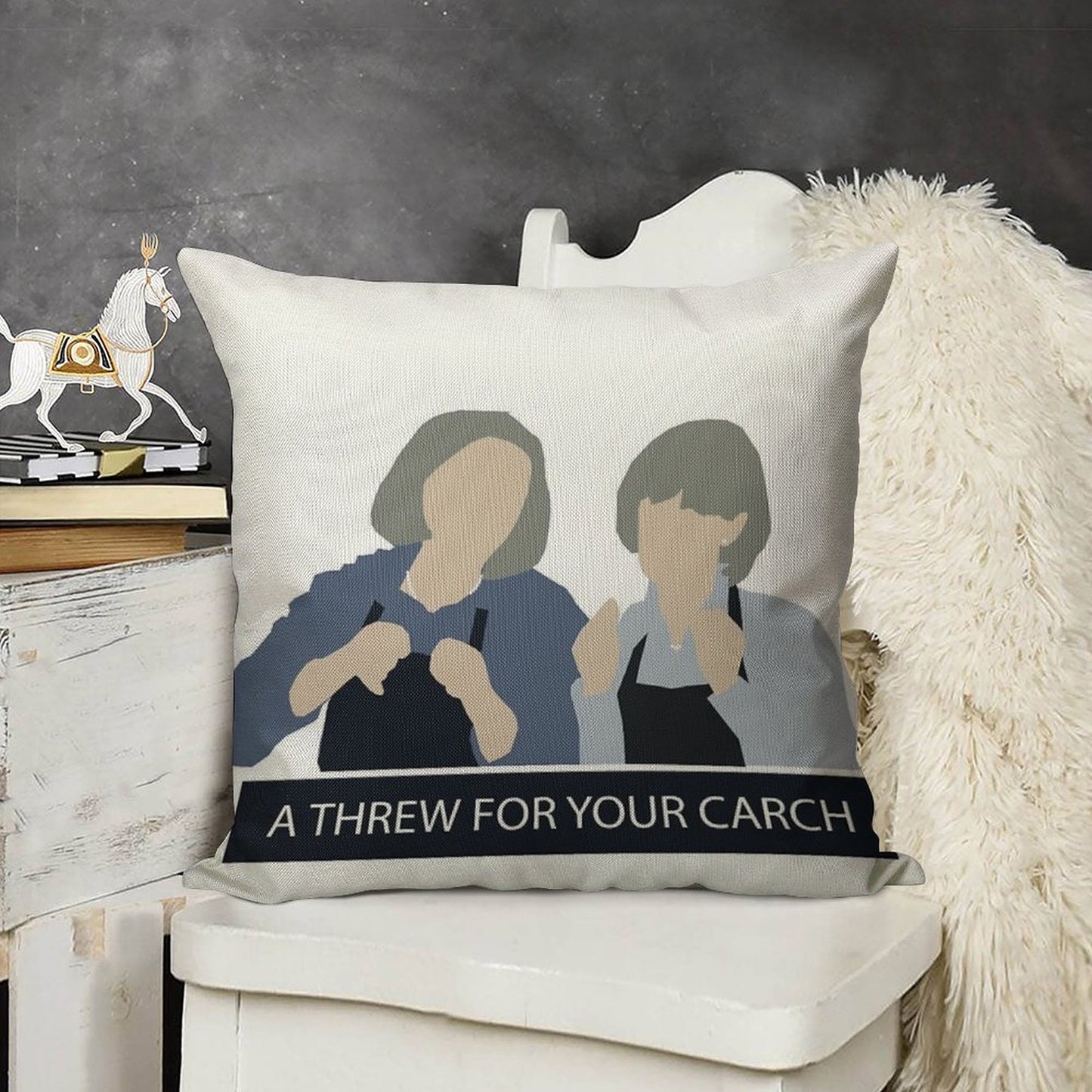 Prude And Trude - Kath And Kim Linen Throw Pillow Cover