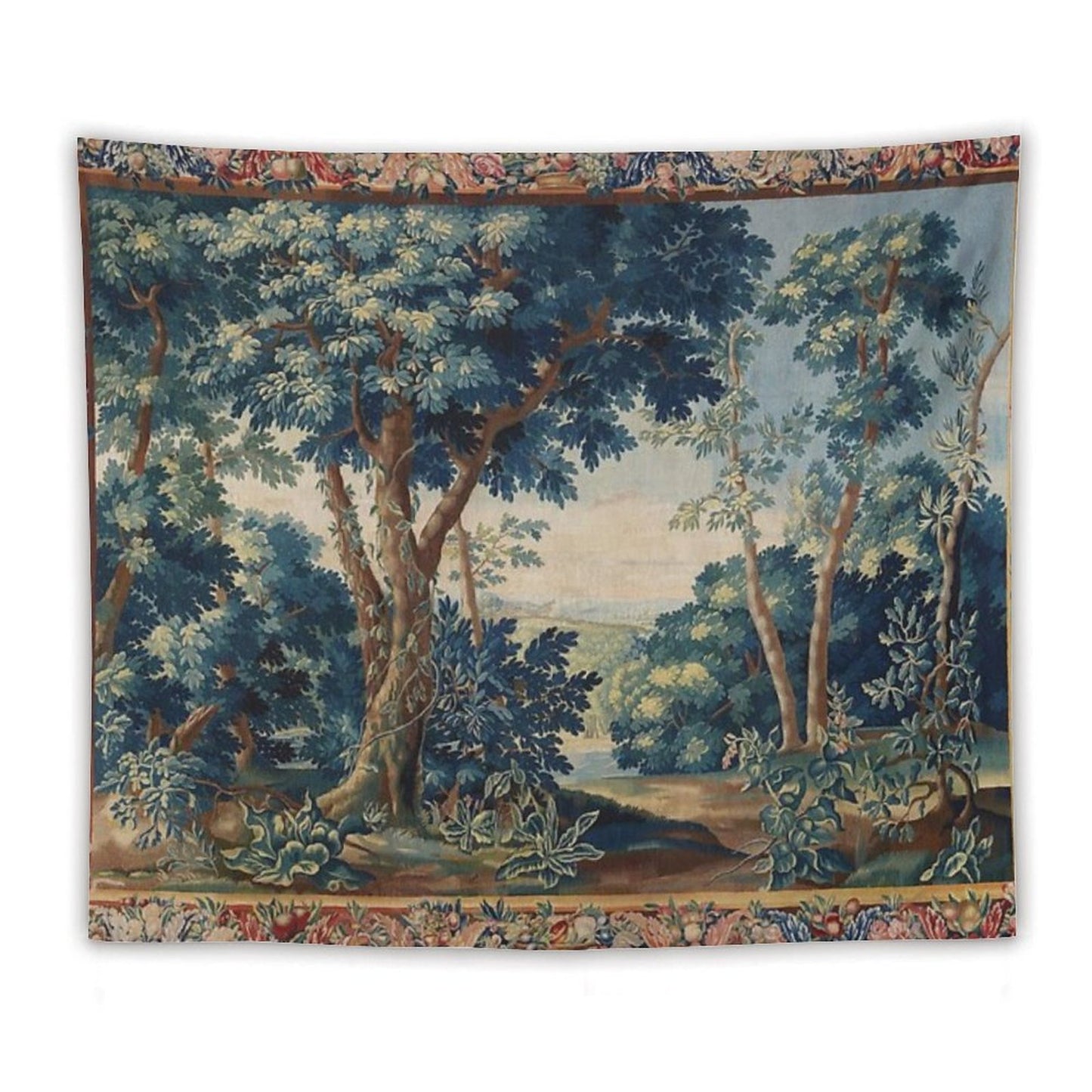 GREENERY, TREES IN WOODLAND LANDSCAPE Antique Flemish Tapestry Tapestry