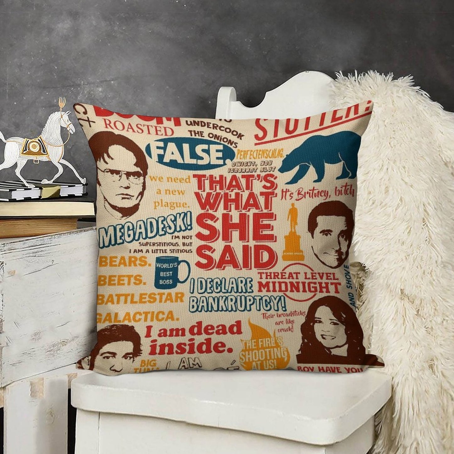 All The Best Quotes from The Office - That's What She Said! Linen Throw Pillow Cover