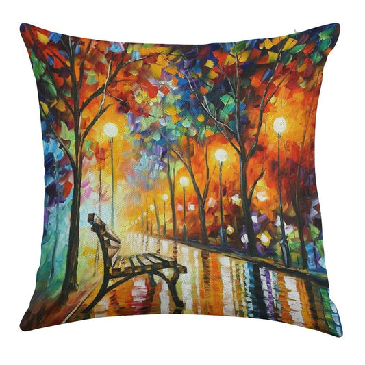 THE LONELINESS OF AUTUMN - Leonid Afremov Linen Throw Pillow Cover