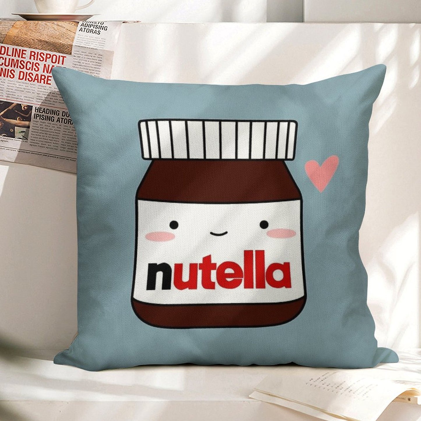 Cute Nutella Jar Linen Throw Pillow Cover