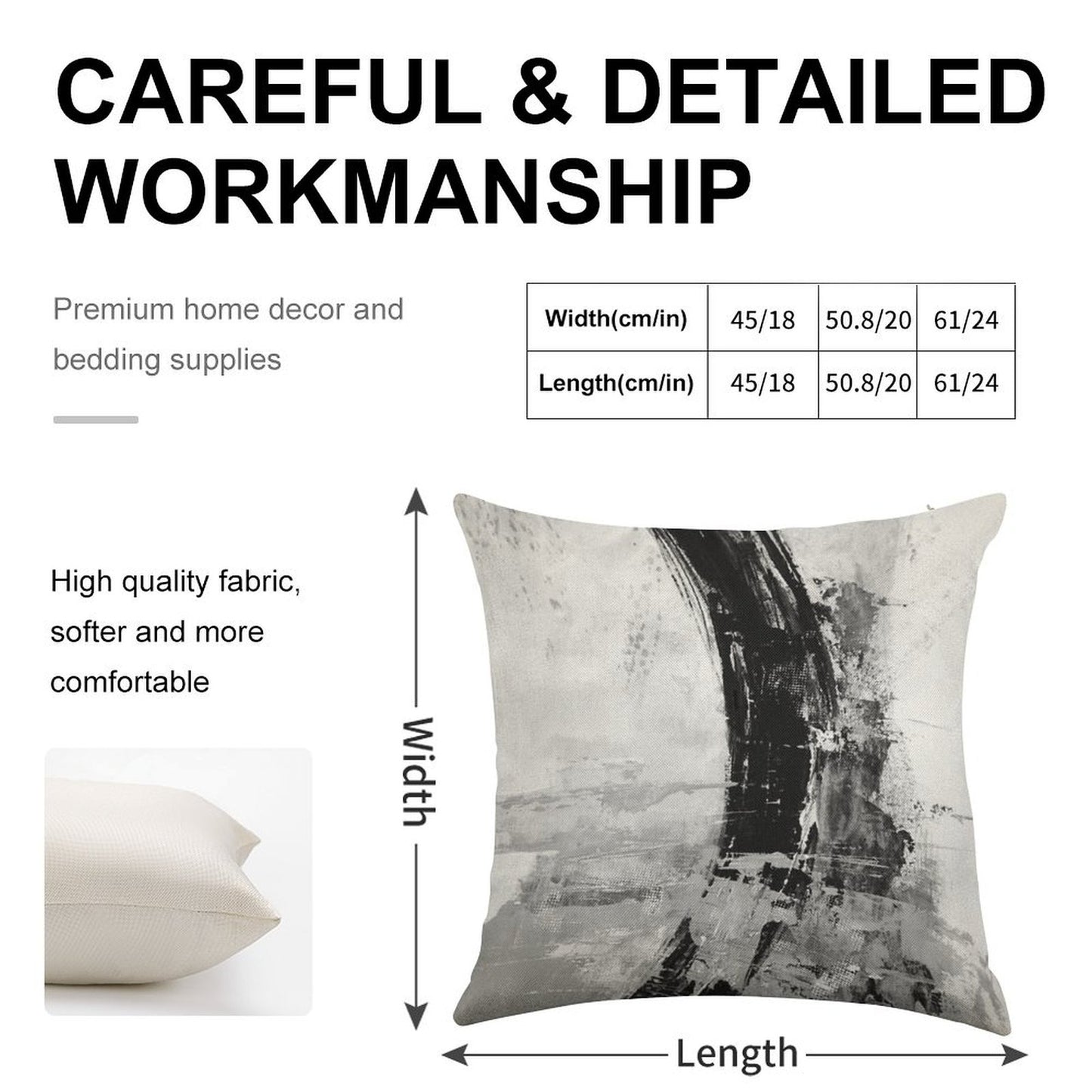 Gray Abstract Linen Throw Pillow Cover