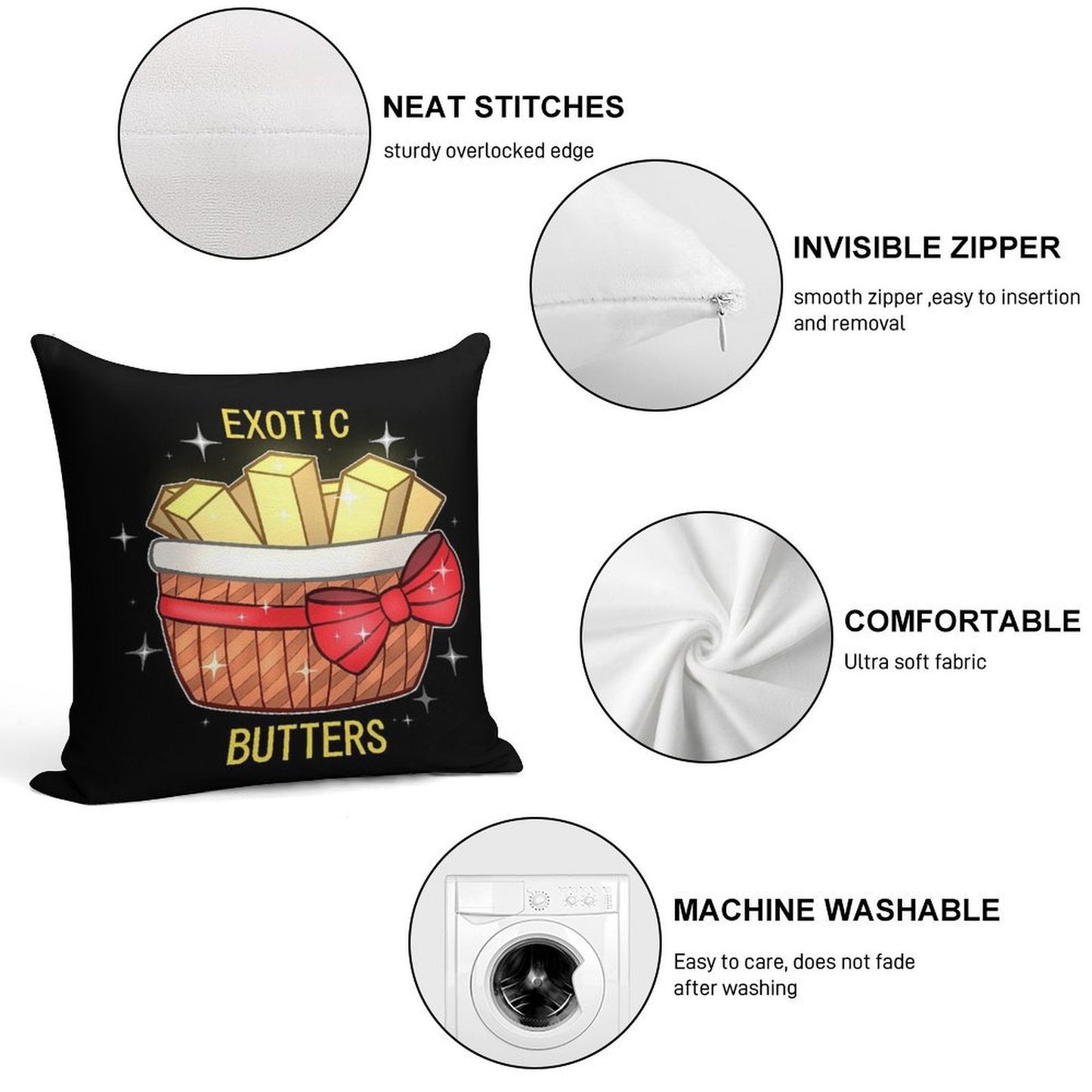 FNAF Exotic Butters Soft Reinforced Edging Throw Pillow