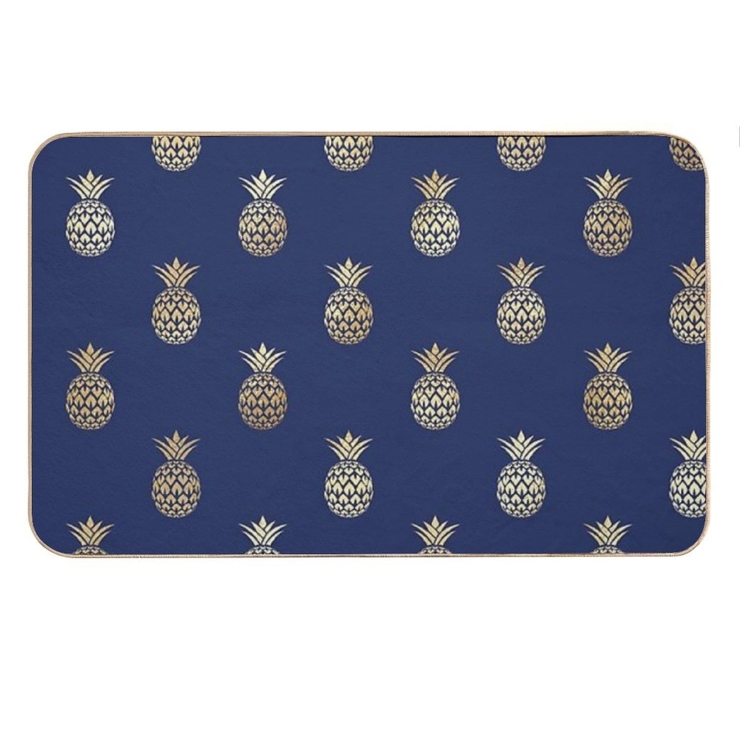Navy And Gold Pineapples Bath Mat