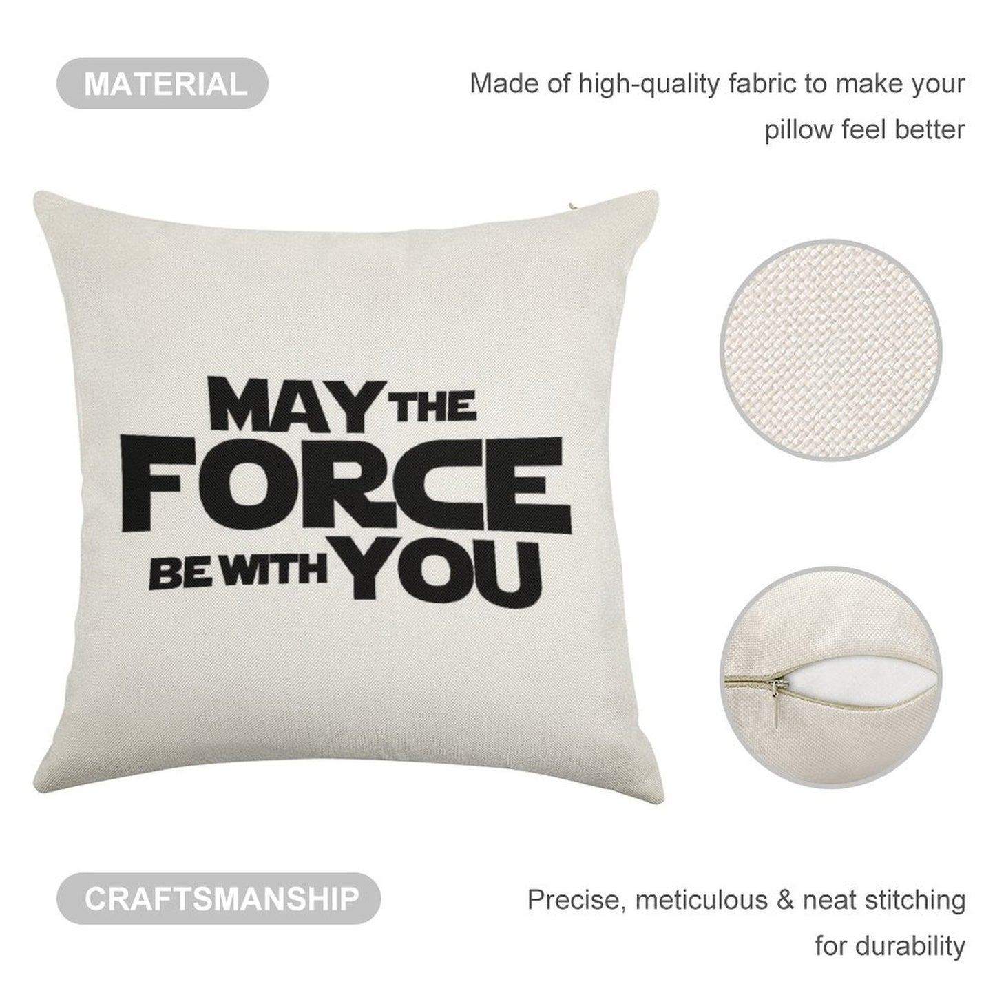 MAY THE FORCE BE WITH YOU GRAPHICS Linen Throw Pillow Cover