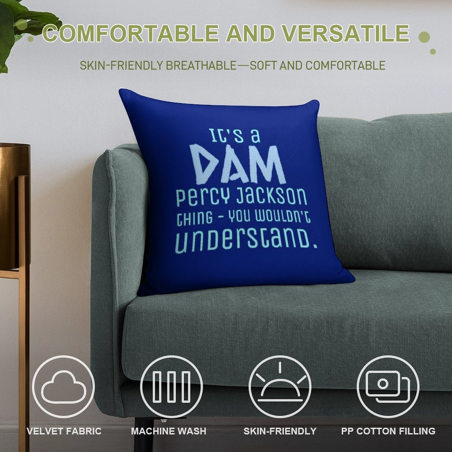It's A Dam Percy Jackson Thing Drawing Soft Anti-Pilling Throw Pillow
