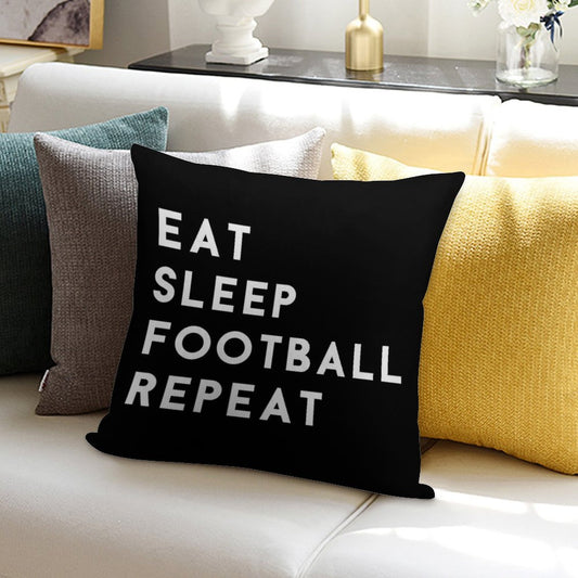 Eat Sleep Football Repeat Soft Short Plush Fabric Throw Pillow