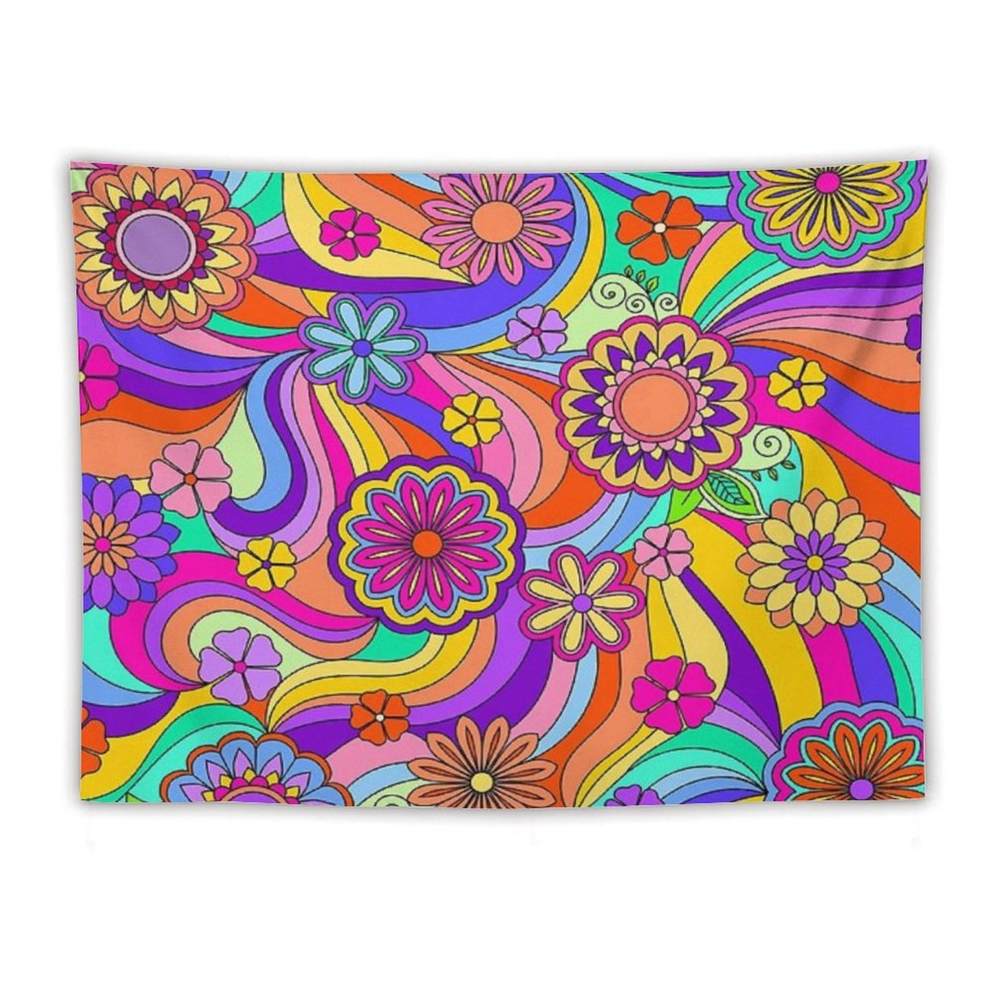 Groovy Psychedelic Flower Power Tapestry
