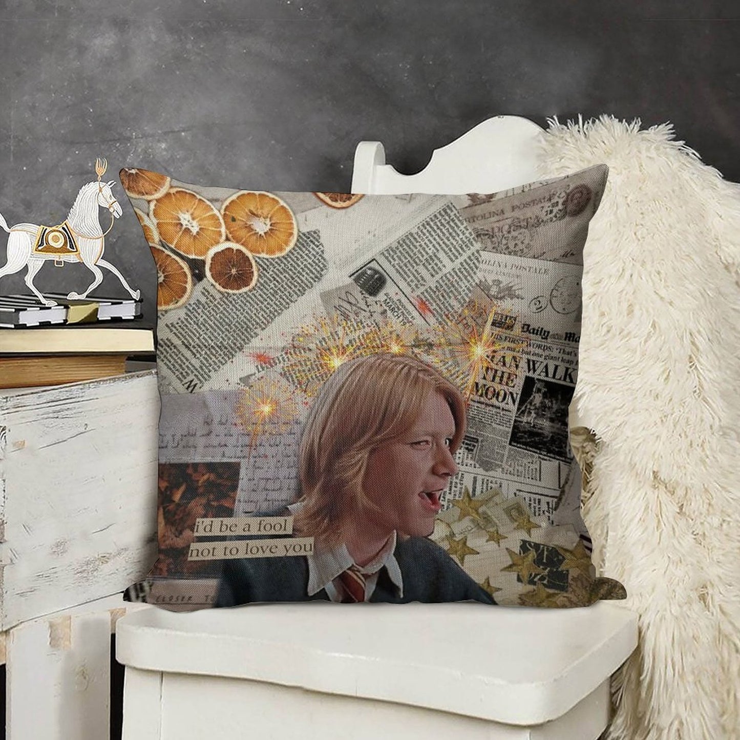 The Boy Who Was Laughing Until The Very End  Fred Weasley Linen Throw Pillow Cover
