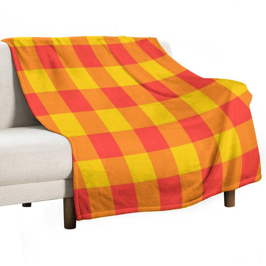 Red And Yellow Checkered Pattern Throw Blanket
