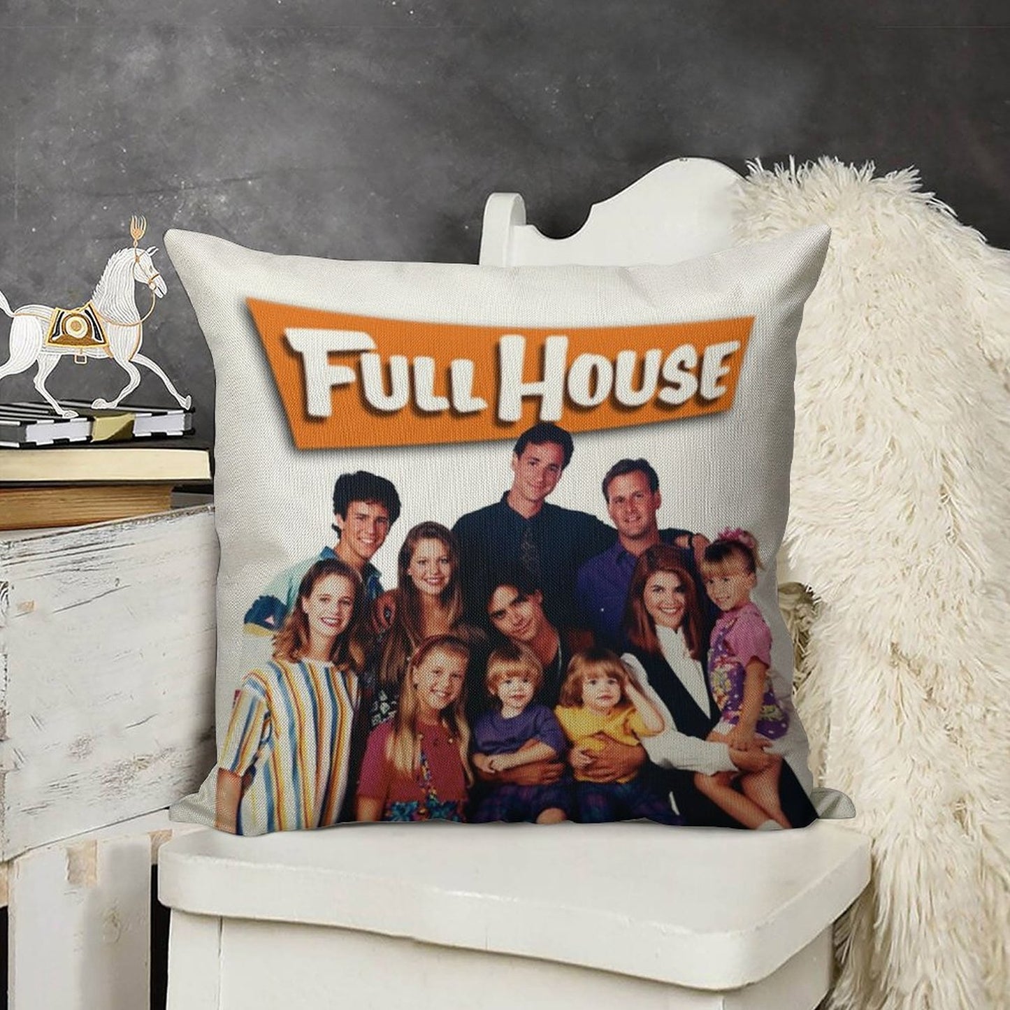 Full House Cast Linen Throw Pillow Cover