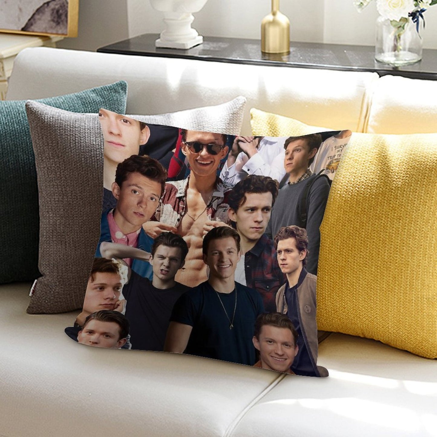Tom Holland Collage Soft Durable Construction Throw Pillow